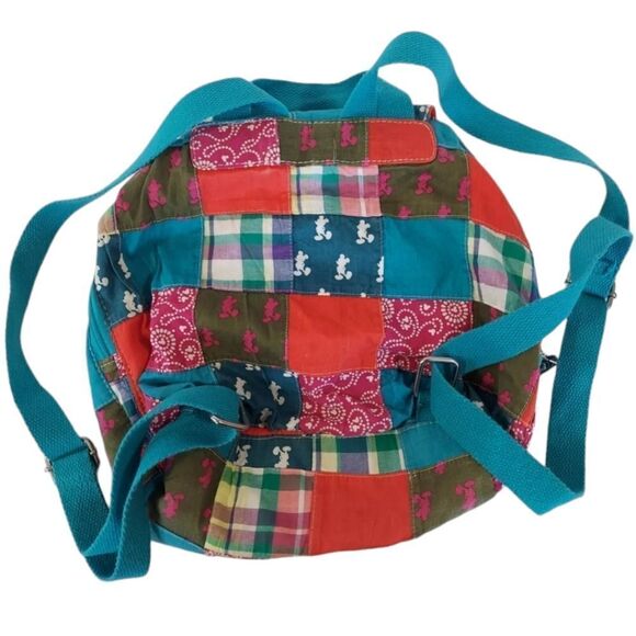 Disney Parks Patchwork Mickey Mouse Quilted Multi-Colored Madras Mini Backpack - Picture 2 of 8
